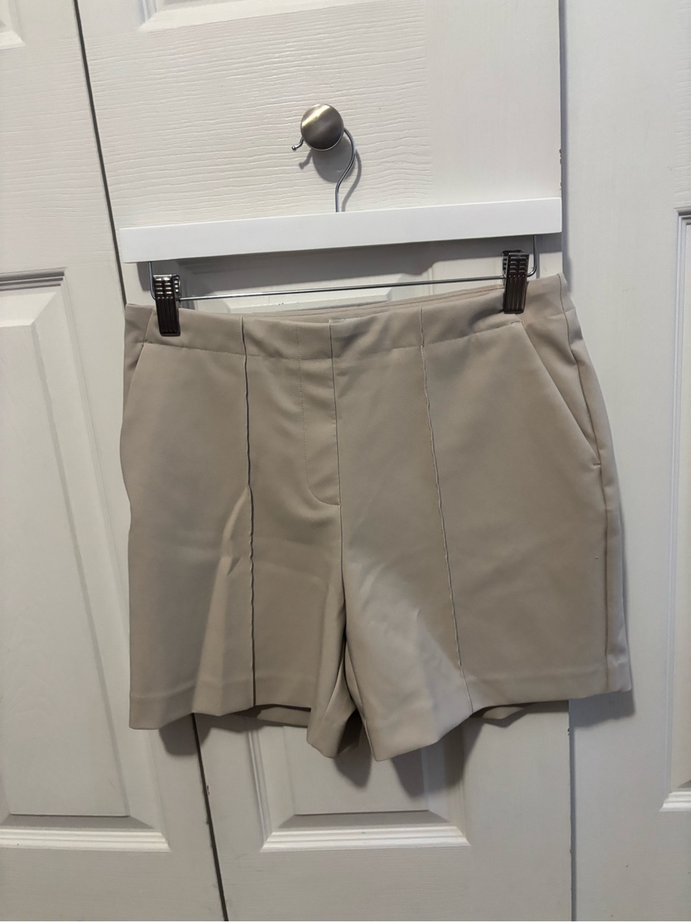 Rachel Zoe High-Waist Tailored Cream Shorts